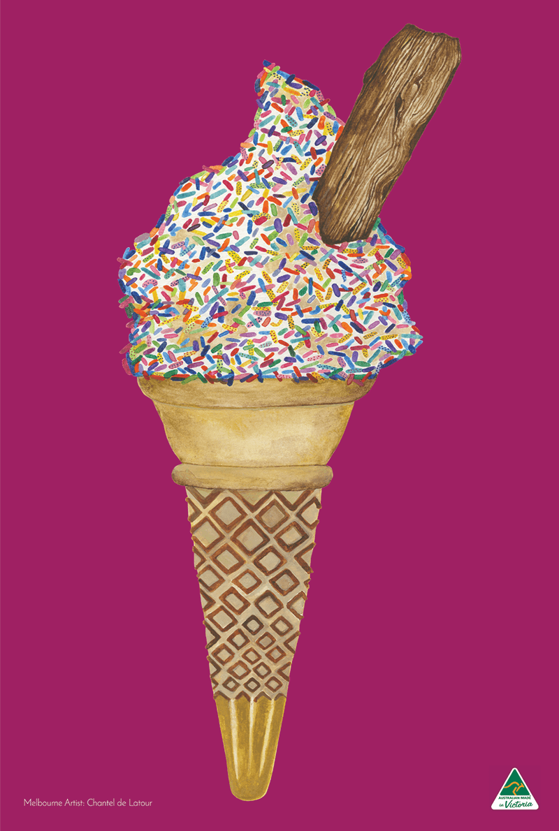 Tea Towel - Mr Whippy Ice Cream Magenta