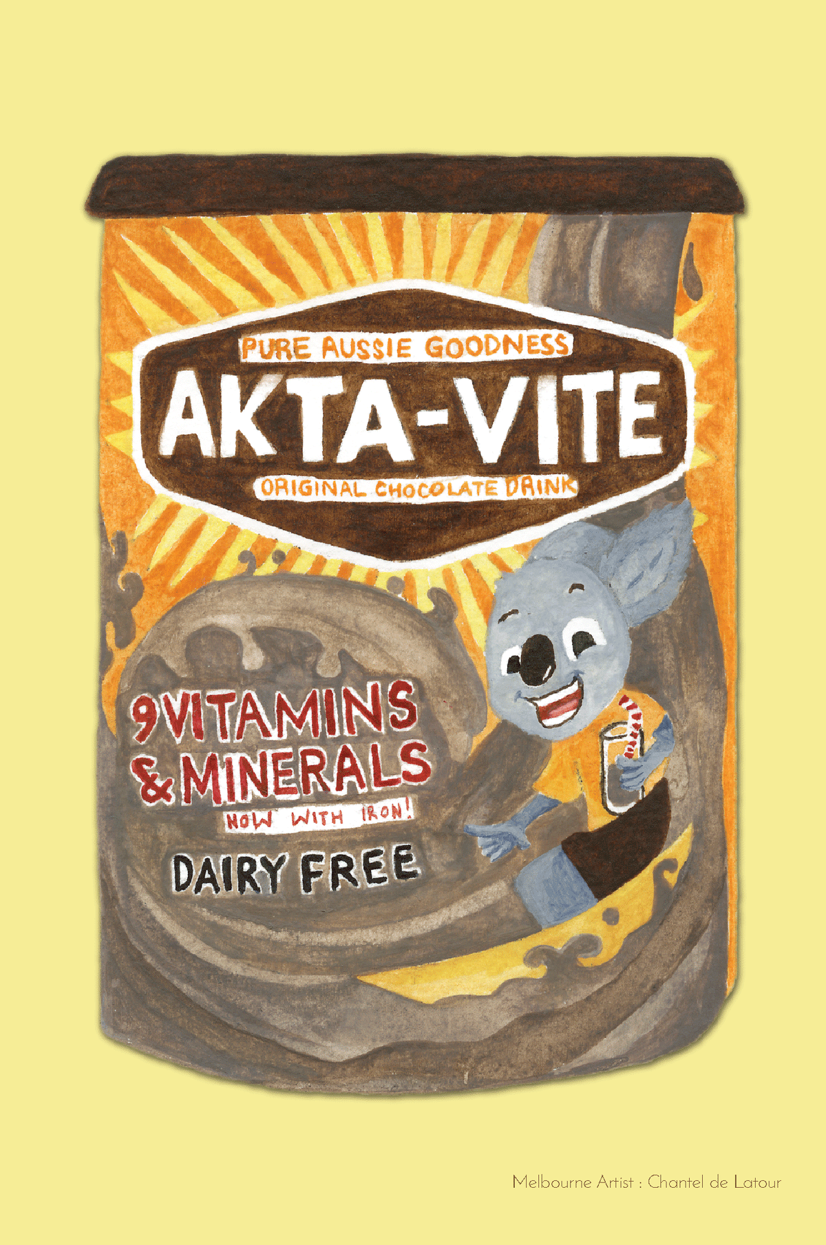 TEA TOWEL - AKTAVITE YELLOW