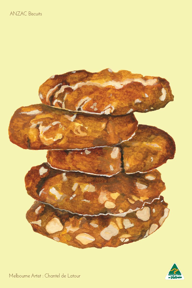 TEA TOWEL ANZAC BISCUITS LEMON