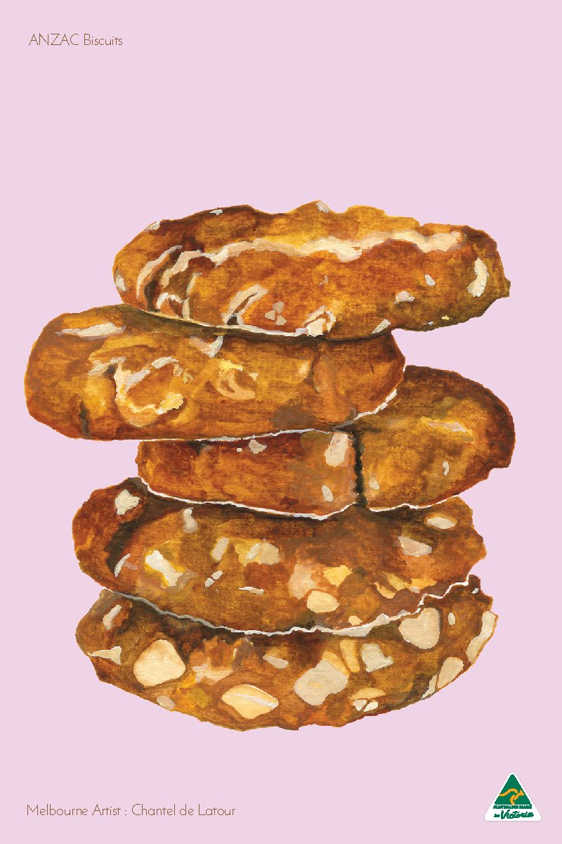 TEA TOWEL ANZAC BISCUITS PINK
