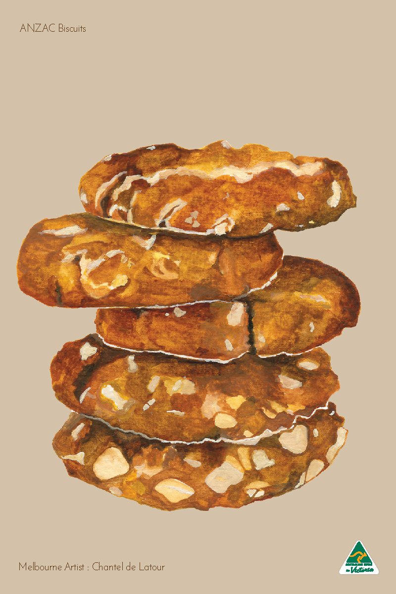 Tea Towel - ANZAC Biscuits Tan