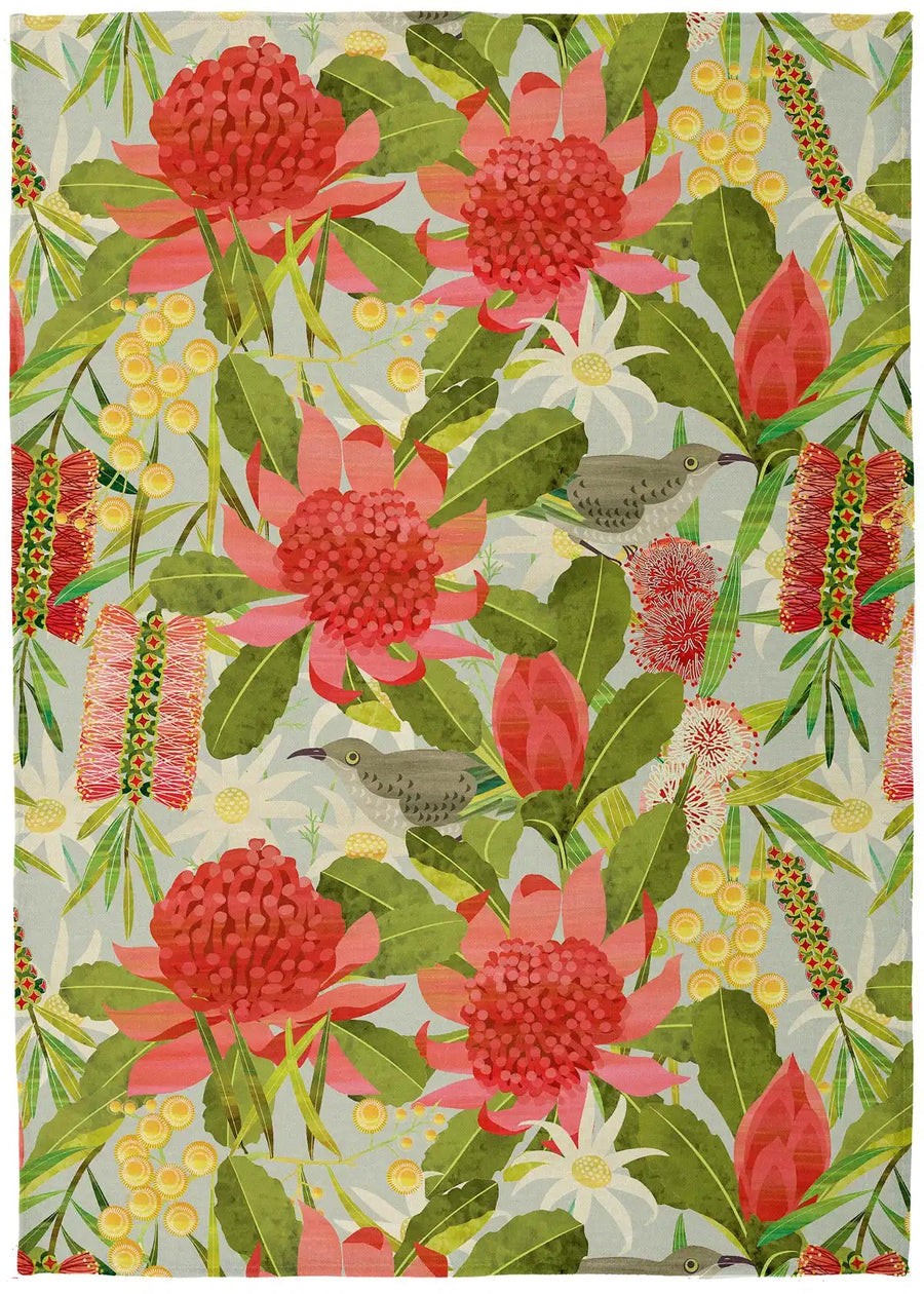 Tea Towel - Red Banksia Wren