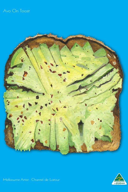TEA TOWEL - SMASHED AVO CYAN