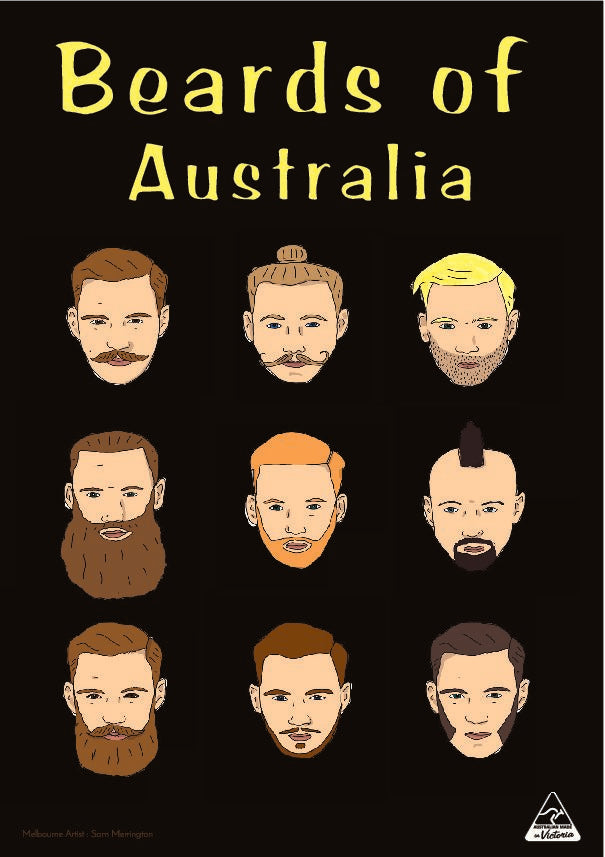 TEA TOWEL - BEARDS OF AUSTRALIA BLACK