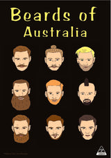 Tea Towel - Beards of Australia Black