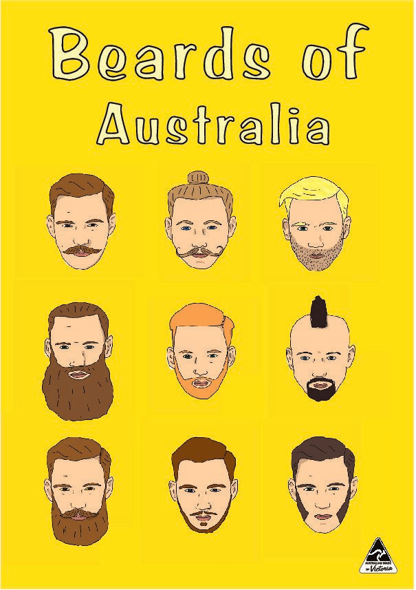 TEA TOWEL - BEARDS OF AUSTRALIA YELLOW