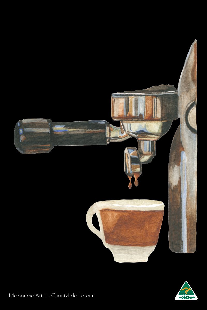 TEA TOWEL COFFEE MACHINE BLACK