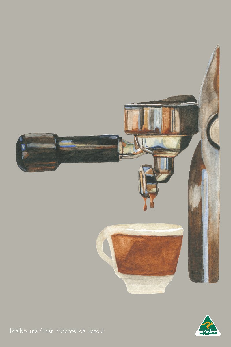 TEA TOWEL COFFEE MACHINE GREY
