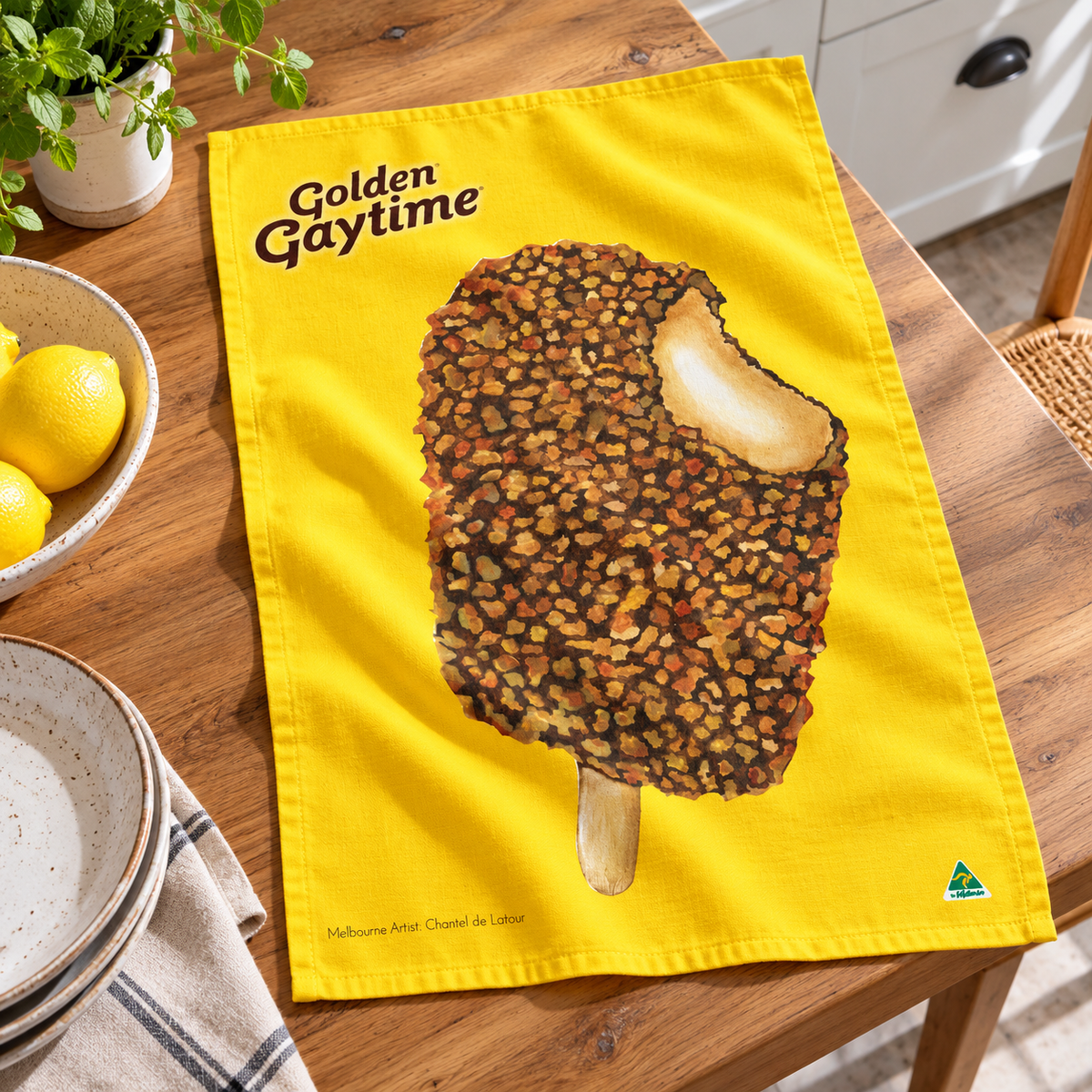 Tea Towel - Golden Gaytime Yellow