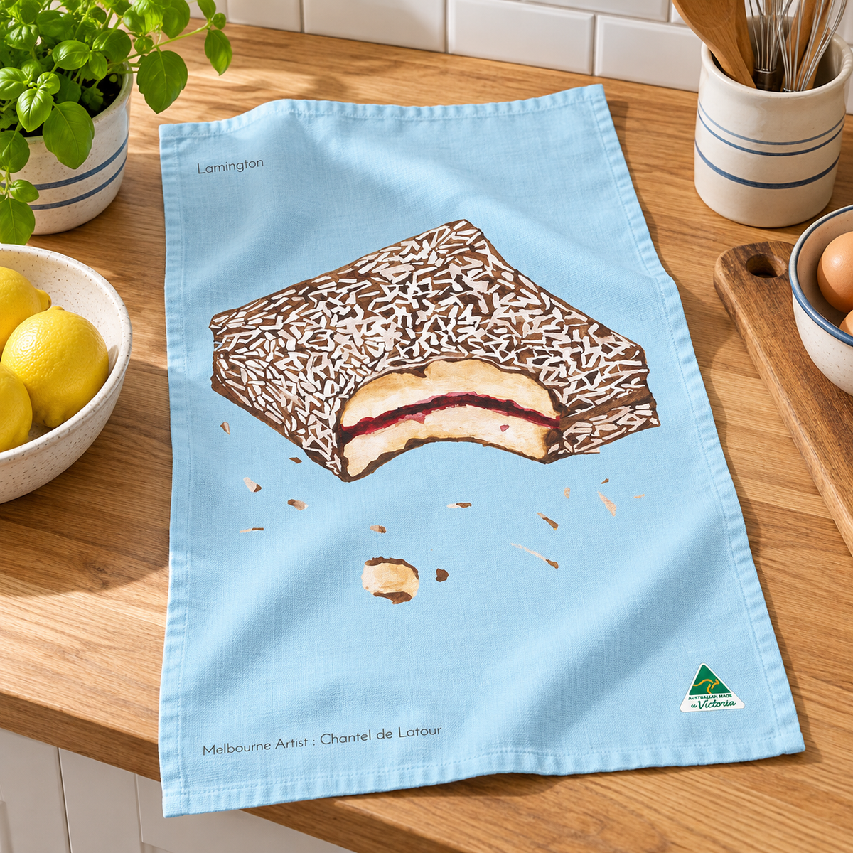 Tea Towel - Lamington Light Blue