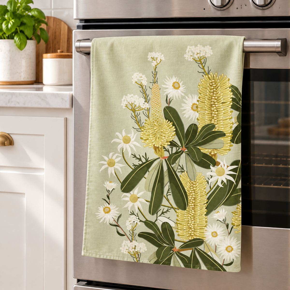 Tea Towel - Lemon Banksia Light