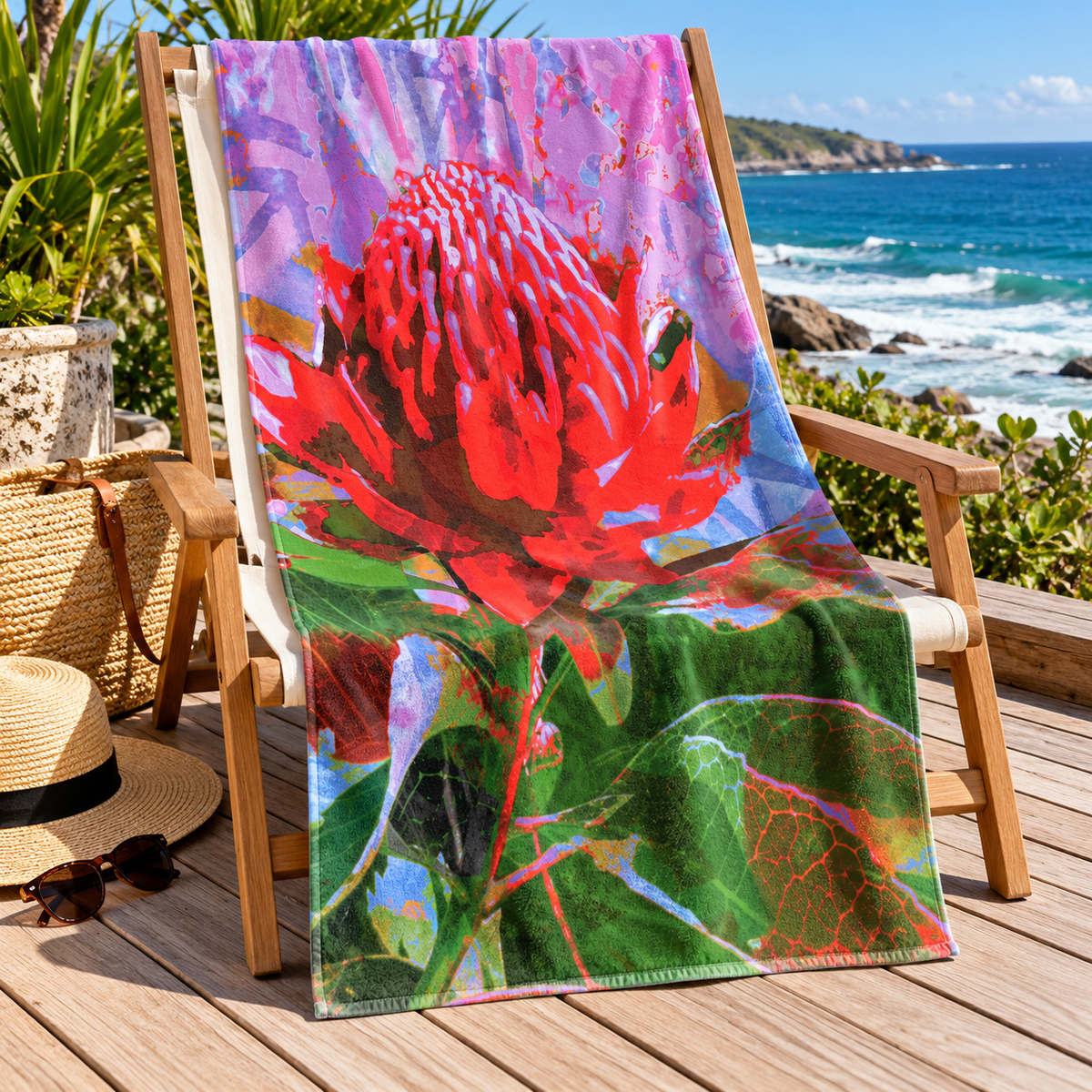Beach Towel - Waratah