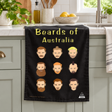 Tea Towel - Beards of Australia Black