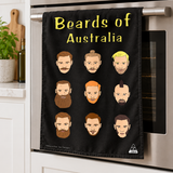 Tea Towel - Beards of Australia Black