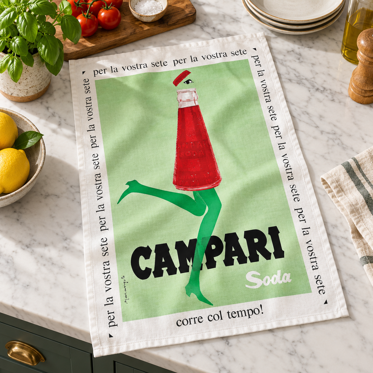 Tea Towel - Campari Green
