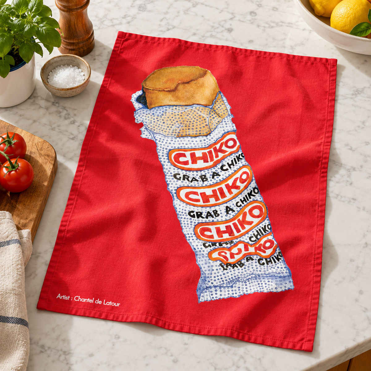 Tea Towel - Chiko Roll Red