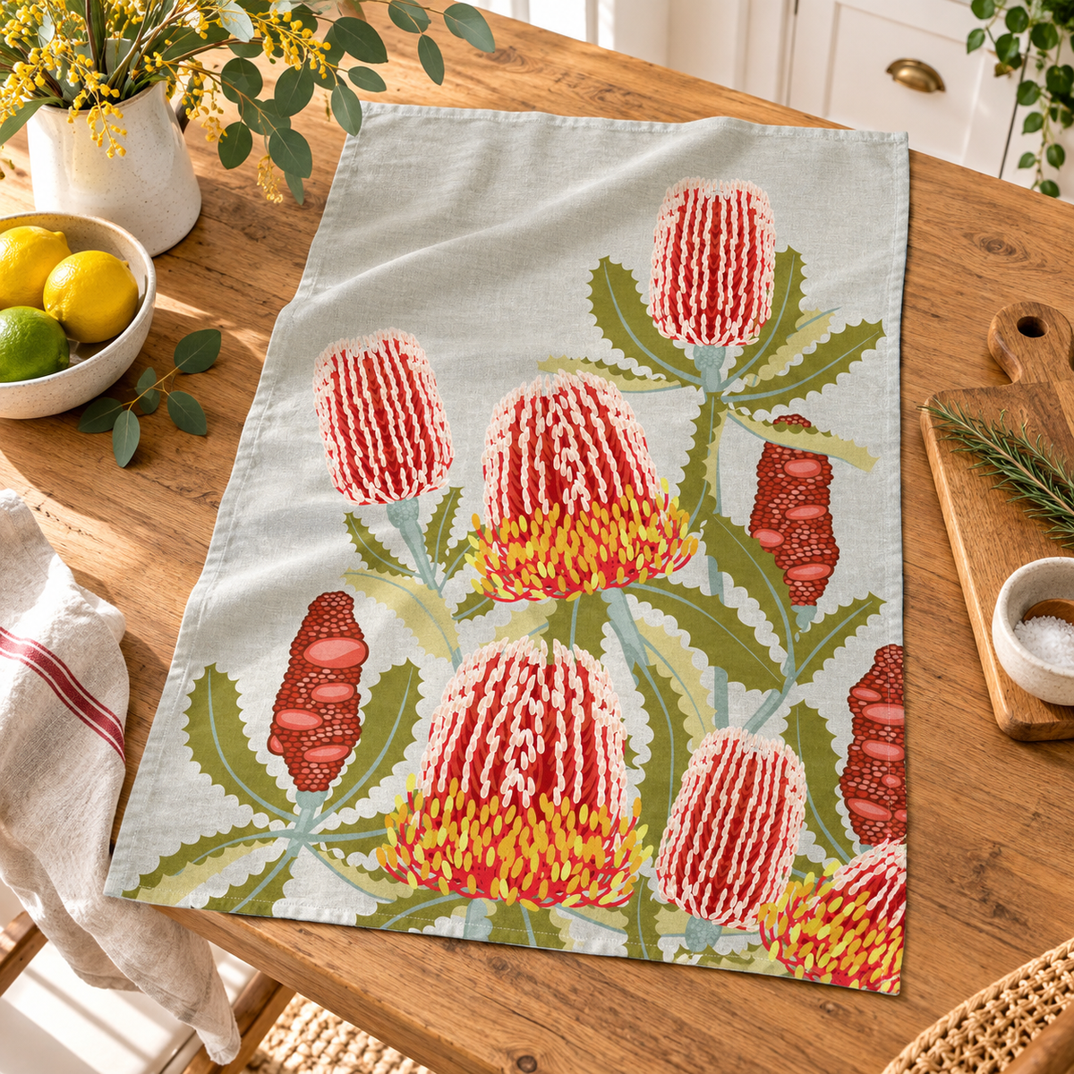 Tea Towel - Firewood Banksia Light