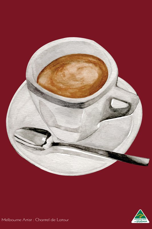 TEA TOWEL CAPPUCCINO BURGUNDY
