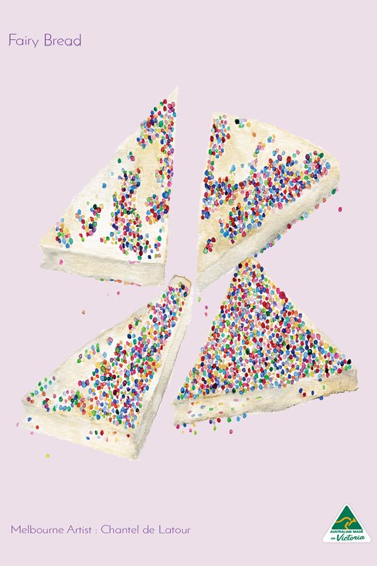 TEA TOWEL FAIRY BREAD LIGHT PINK