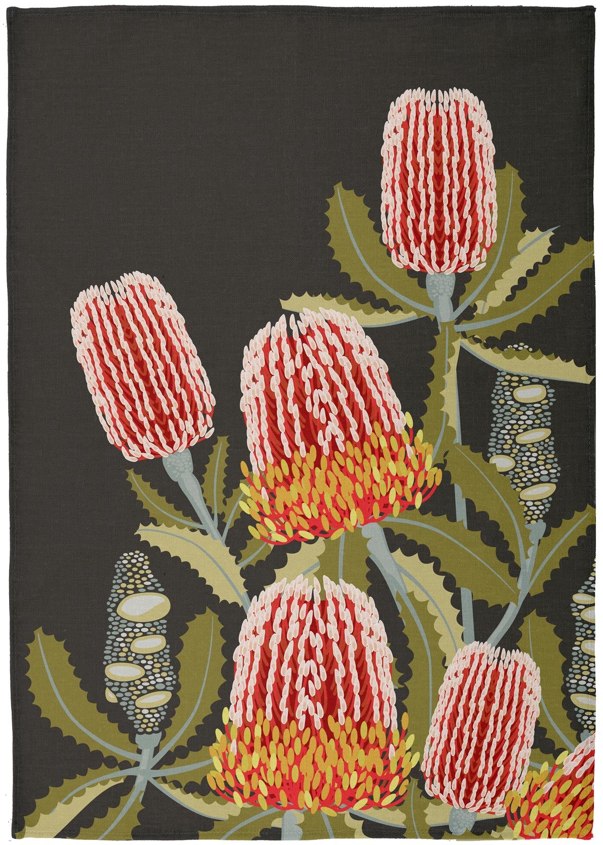 Firewood Banksia Dark Tea Towel