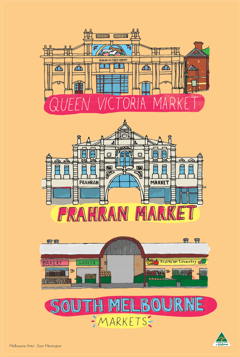 TEA TOWEL - MARKET PEACH