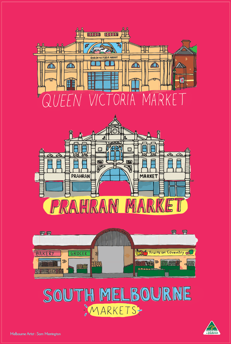 TEA TOWEL - MARKET MAGENTA