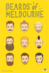 Tea Towel - Beards of Melbourne Yellow