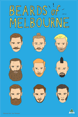 Tea Towel - Beards Cyan