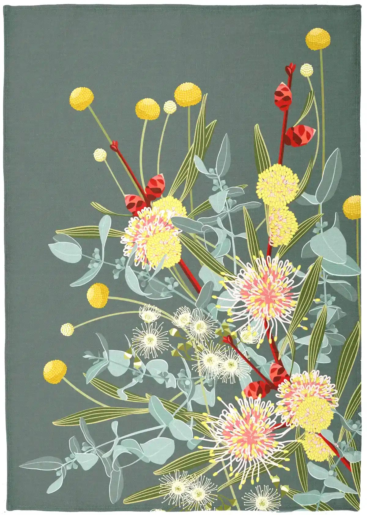 Hakea Grey Tea Towel