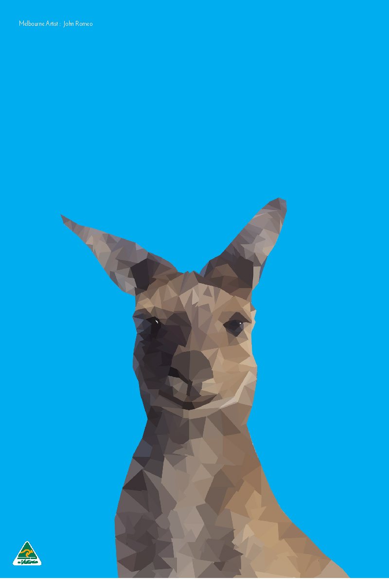 TEA TOWEL - KANGAROO CYAN