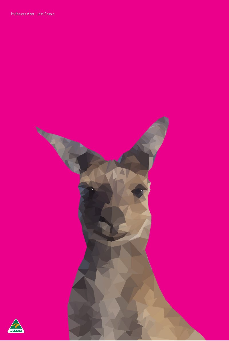 TEA TOWEL - KANGAROO MAGENTA