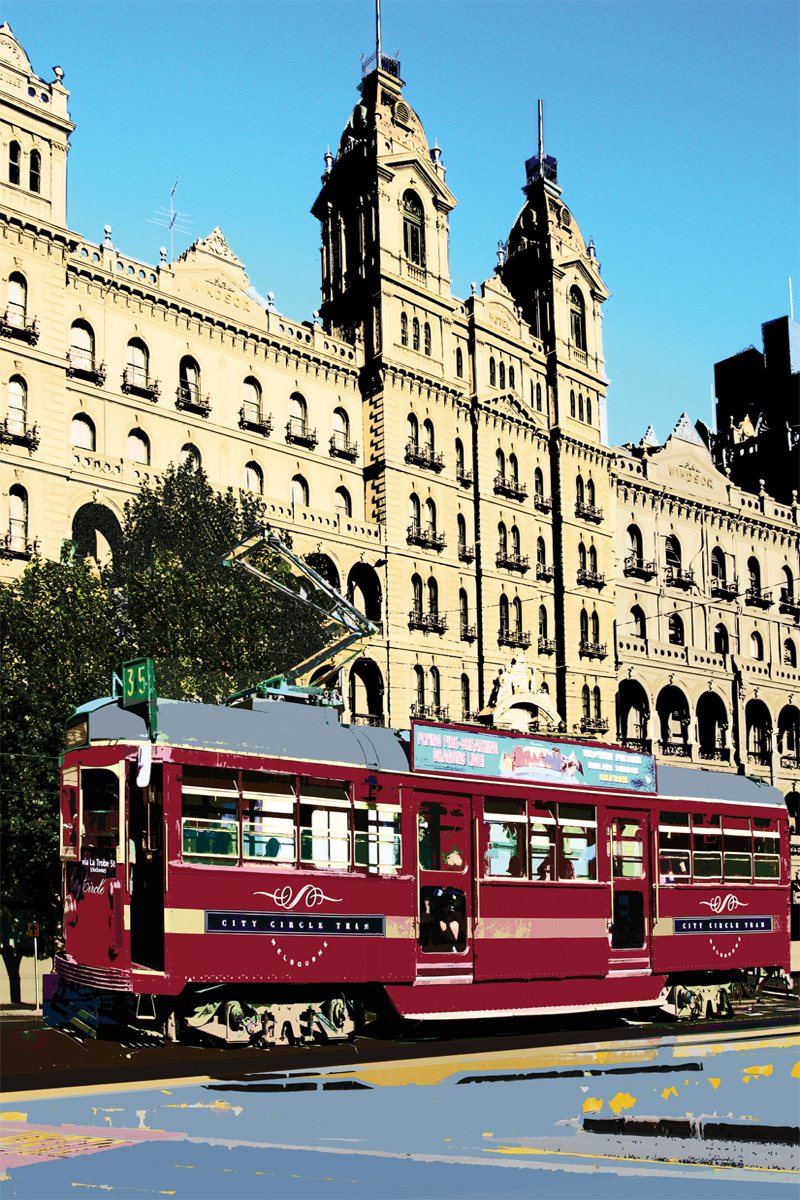 TEA TOWEL - CITY CIRCLE TRAM