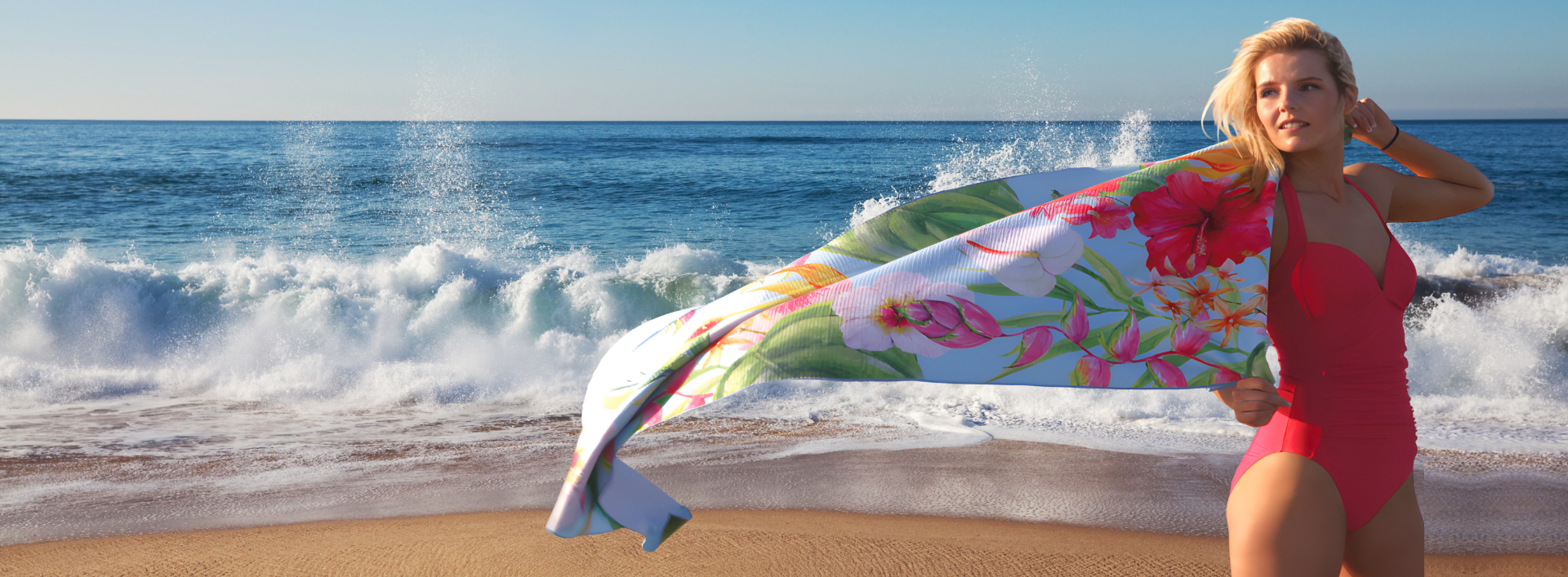 Australian made beach towel on the sand