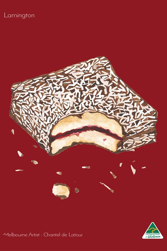 TEA TOWEL LAMINGTON BURGUNDY
