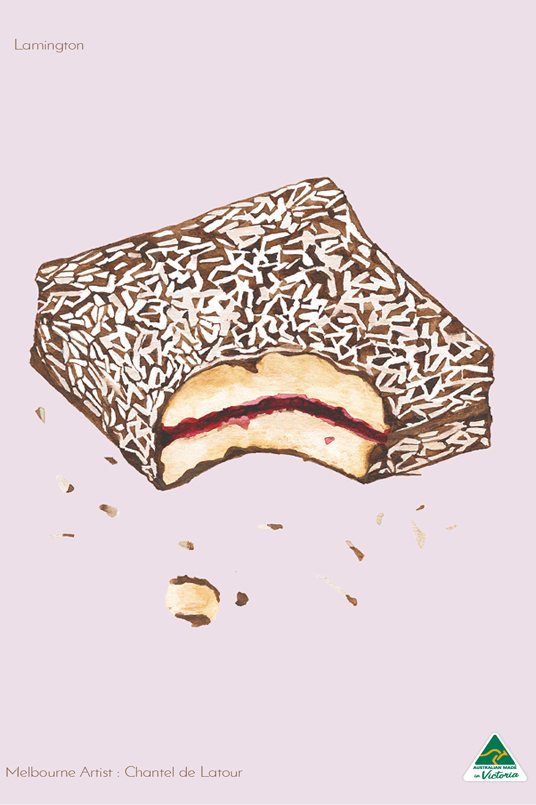 TEA TOWEL LAMINGTON LIGHT PINK