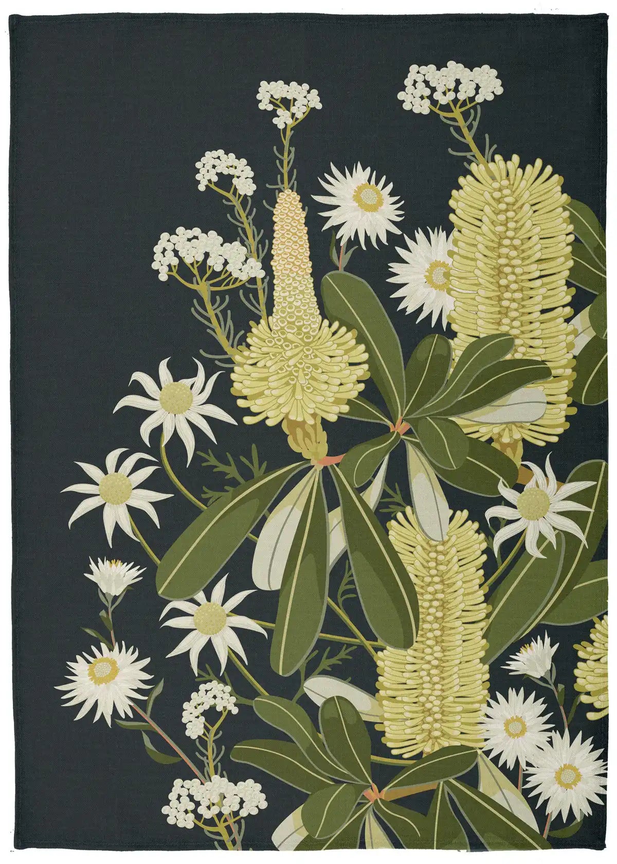 Tea Towel - Lemon Banksia Navy