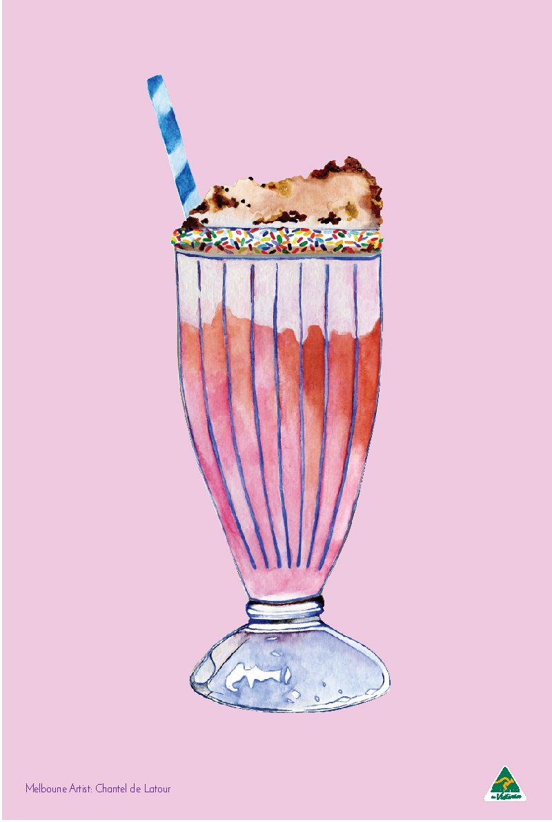 TEA TOWEL MILK SHAKE PINK