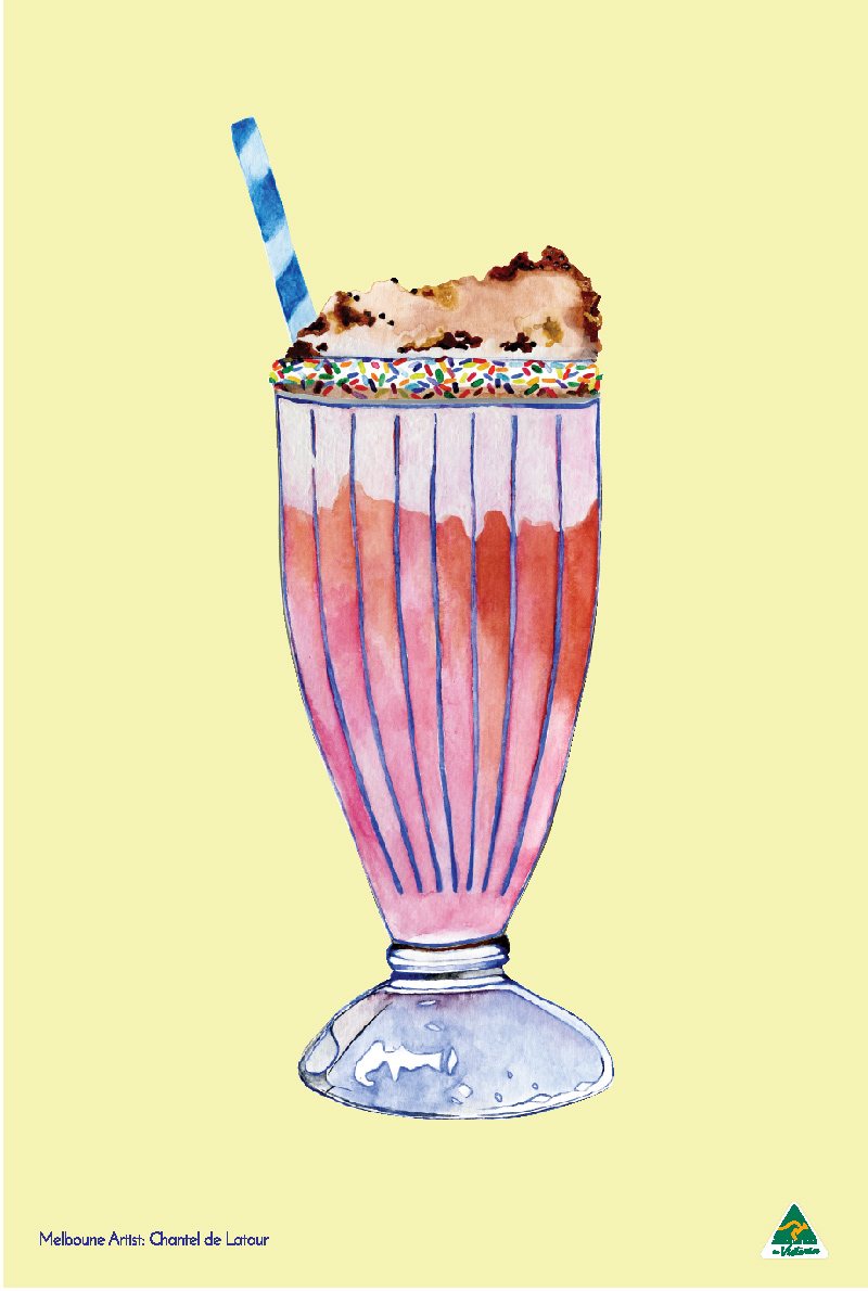 TEA TOWEL MILK SHAKE YELLOW