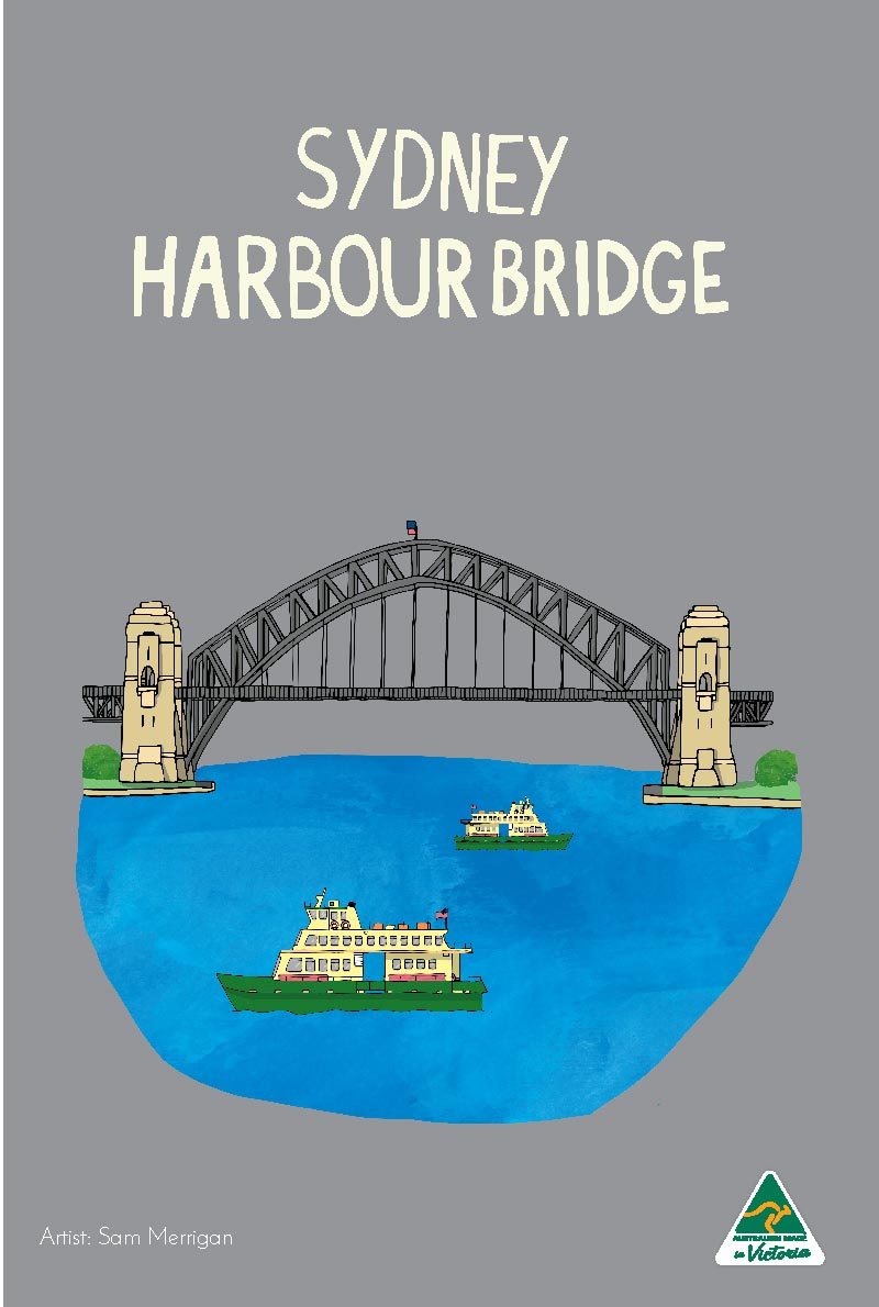 TEA TOWEL - SYDNEY HARBOUR GREY