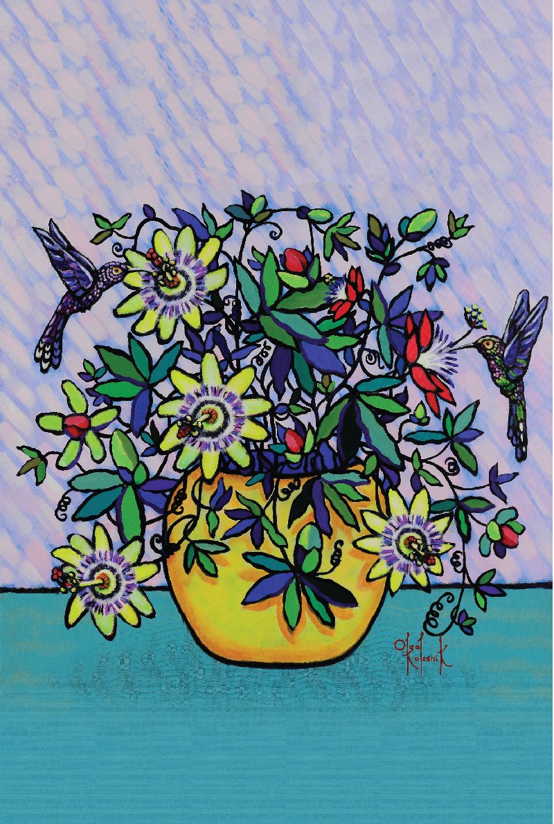 Tea Towel - Passion Flowers in Vase