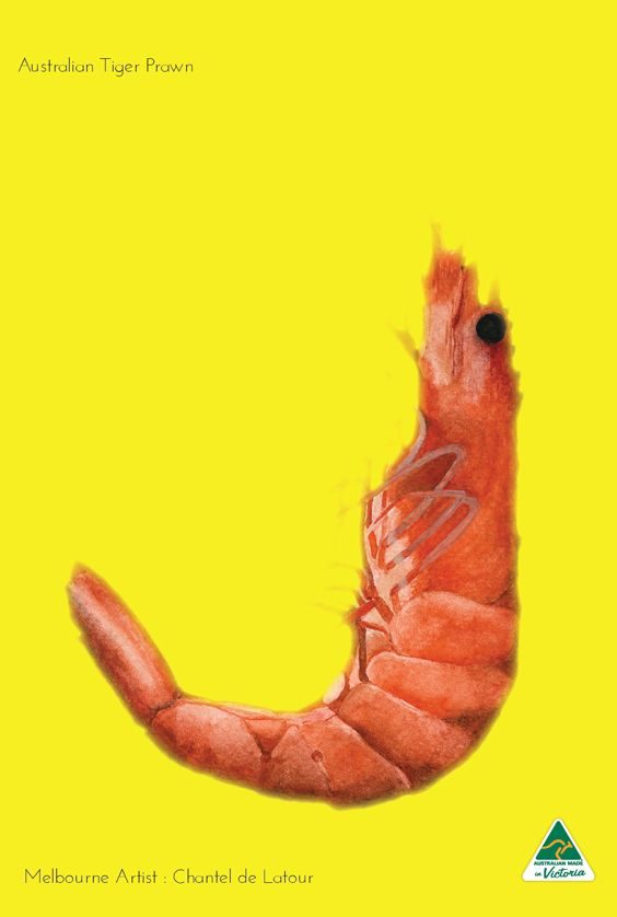TEA TOWEL PRAWN HOT YELLOW