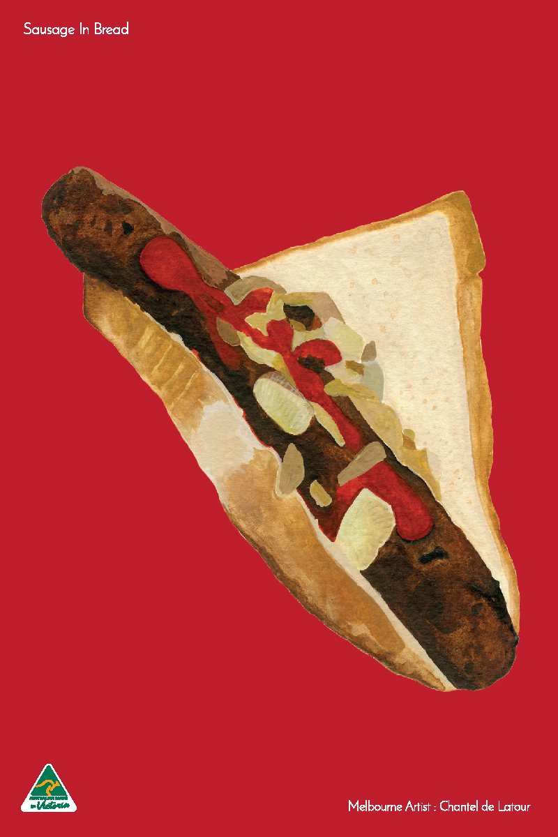 TEA TOWEL SAUSAGE IN BREAD RED