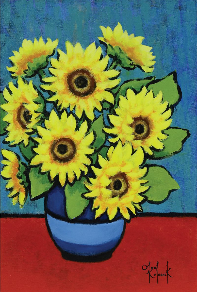 TEA TOWEL SUNFLOWERS IN VASE