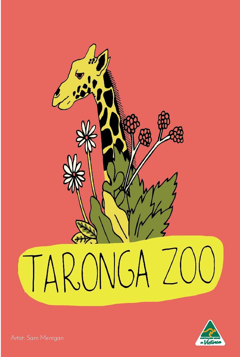 TEA TOWEL - TARONGA ZOO PINK