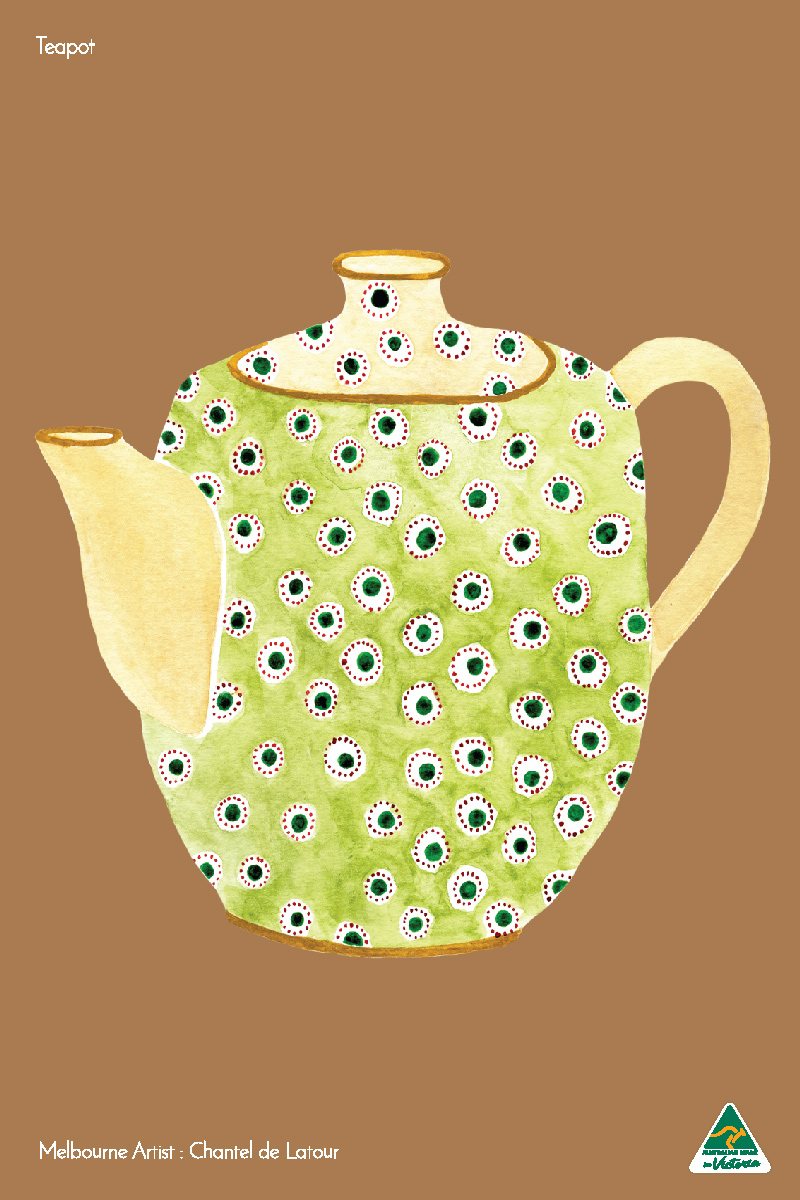 TEA TOWEL TEAPOT BROWN