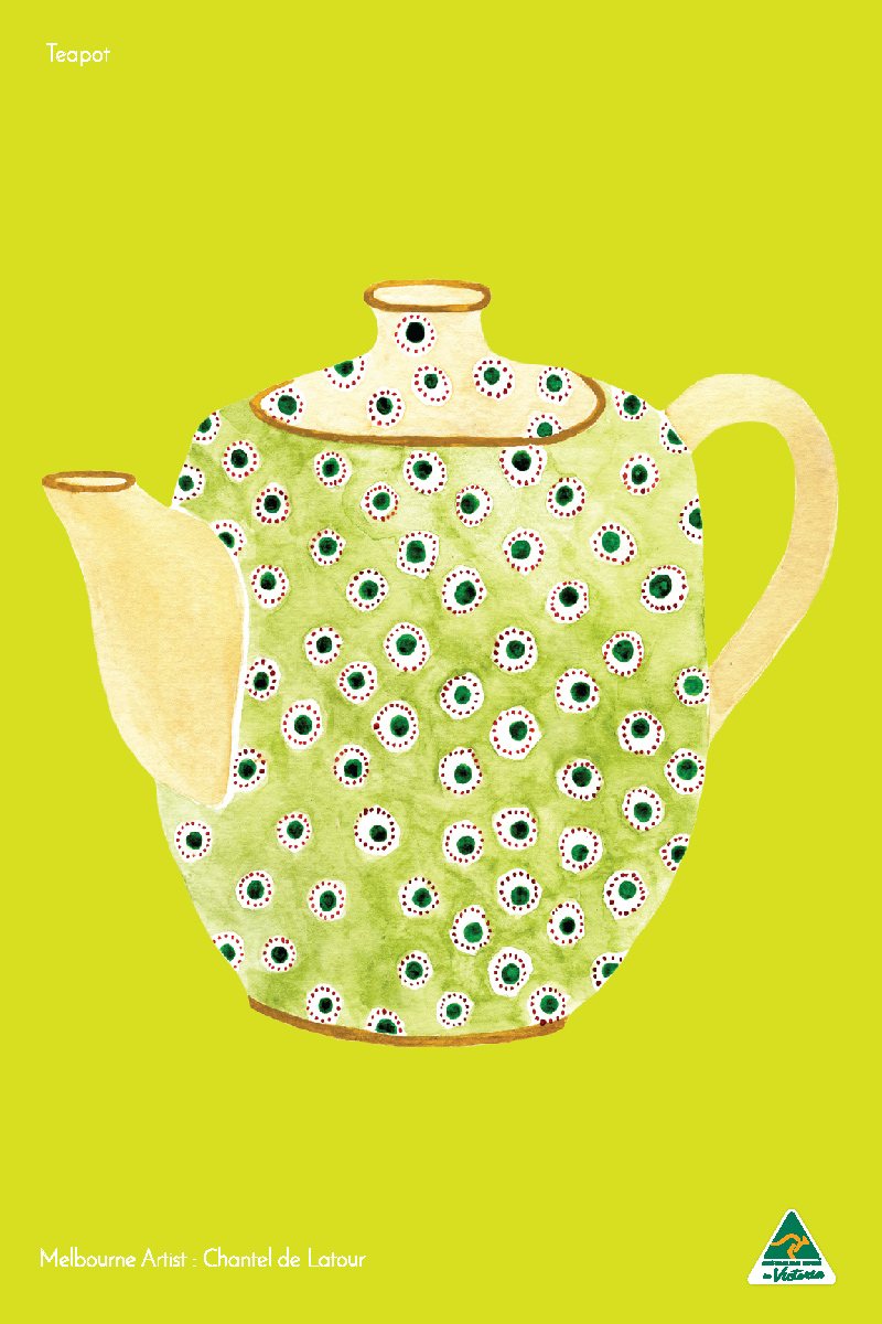 TEA TOWEL TEAPOT LIME