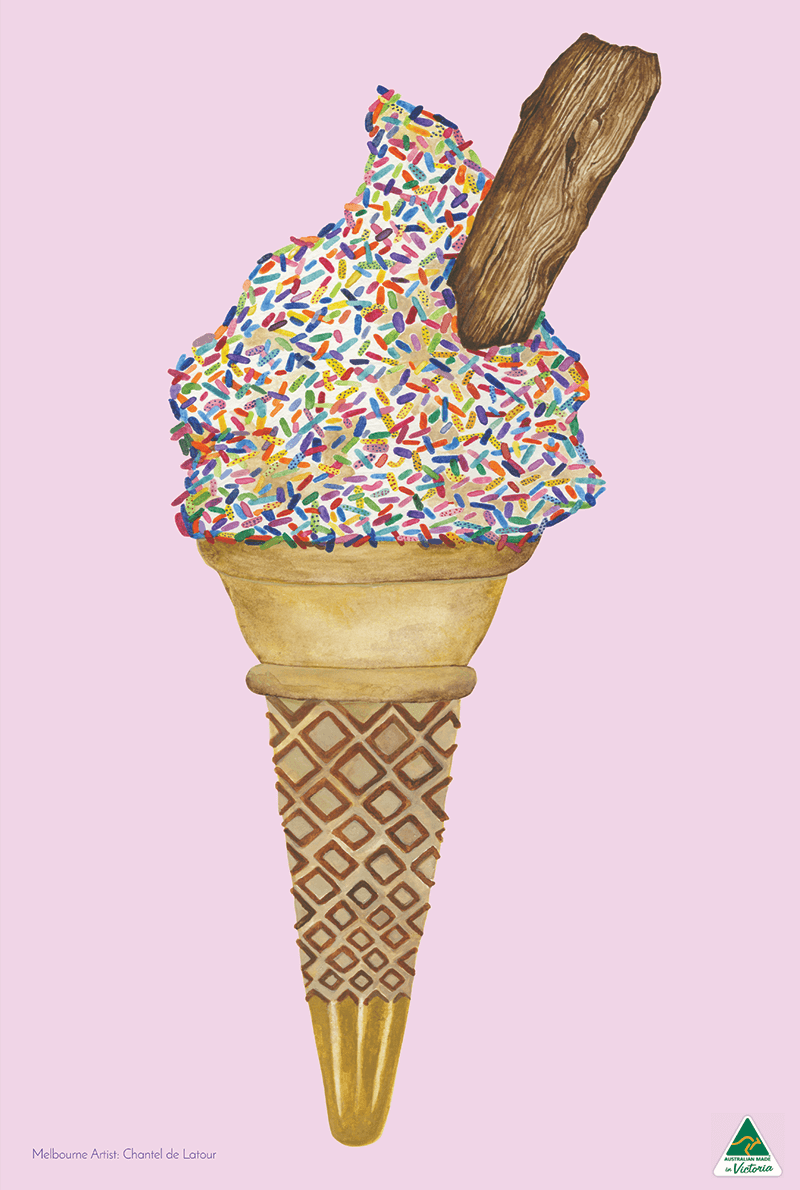 TEA TOWEL MR WHIPPY ICE CREAM LIGHT PINK