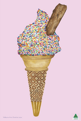 Tea Towel - Mr Whippy Ice Cream Light Pink