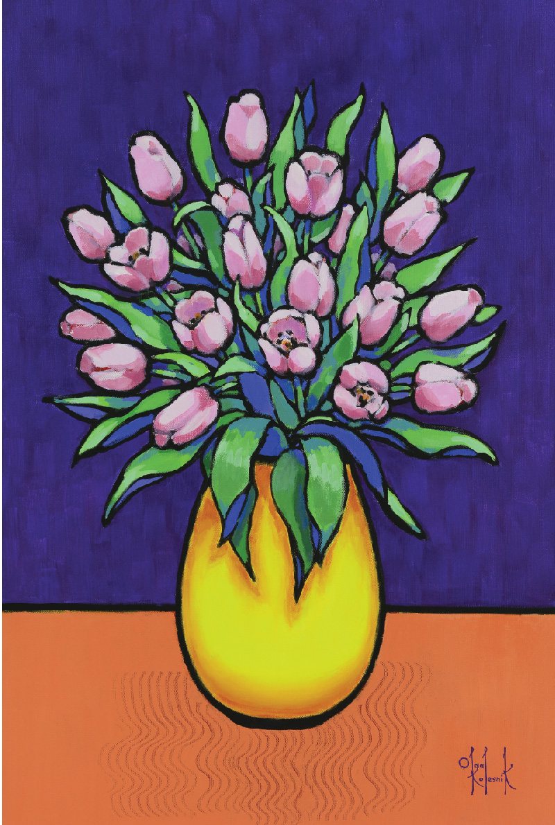 TEA TOWEL TULIPS IN VASE