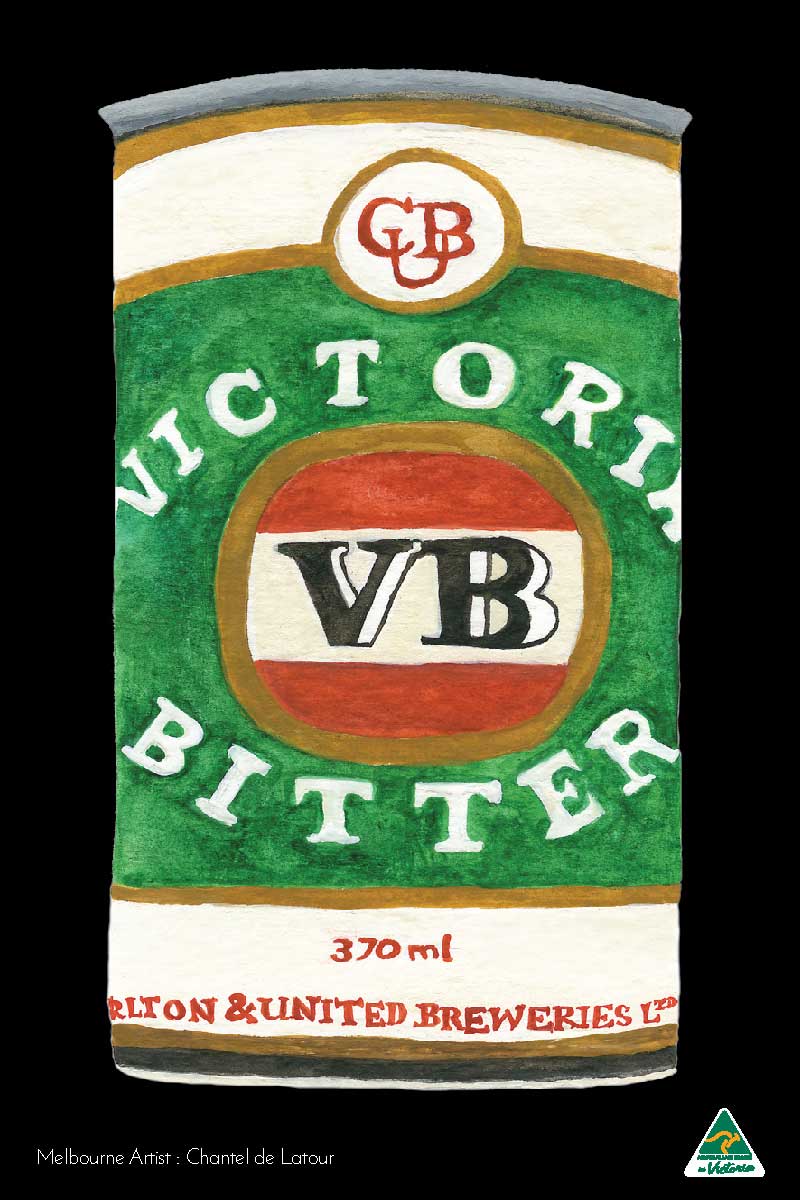 TEA TOWEL VB BEER BLACK